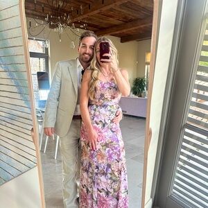 Floral Pastel Maxi Dress - Pink & Lavender Garden Print